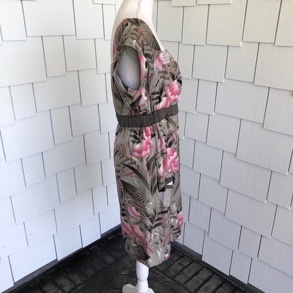 Moulinette Soeurs for Anthropologie Women's Gray/Pink Silk Floral Dress sz 10 - Picture 3 of 4
